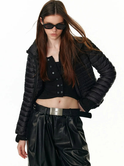 Detachable Hooded Short Down Jacket With 90 Percent White Duck Feather Down Jacket