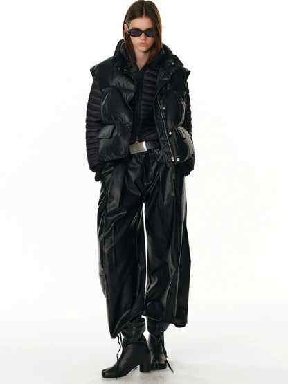 Detachable Hooded Short Down Jacket With 90 Percent White Duck Feather Down Jacket