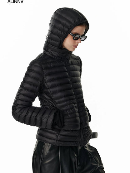 Detachable Hooded Short Down Jacket With 90 Percent White Duck Feather Down Jacket