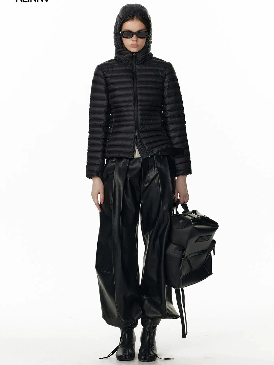 Detachable Hooded Short Down Jacket With 90 Percent White Duck Feather Down Jacket