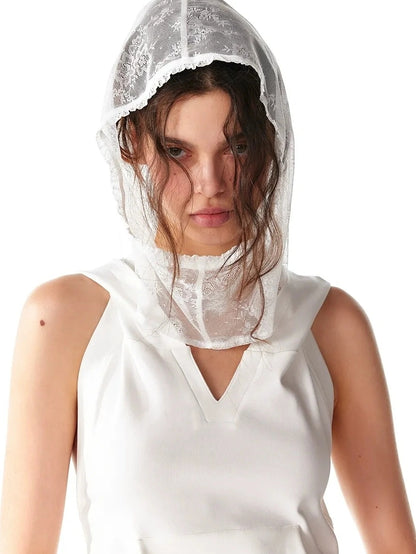 ALINNV STUDIO Double Hooded Backless Crop Top Tank Top/Camisole