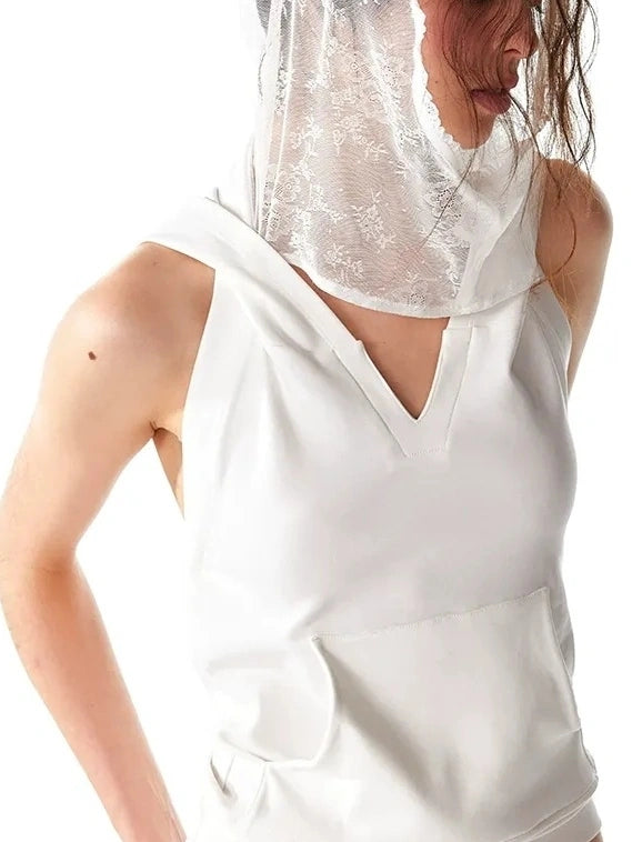 ALINNV STUDIO Double Hooded Backless Crop Top Tank Top/Camisole