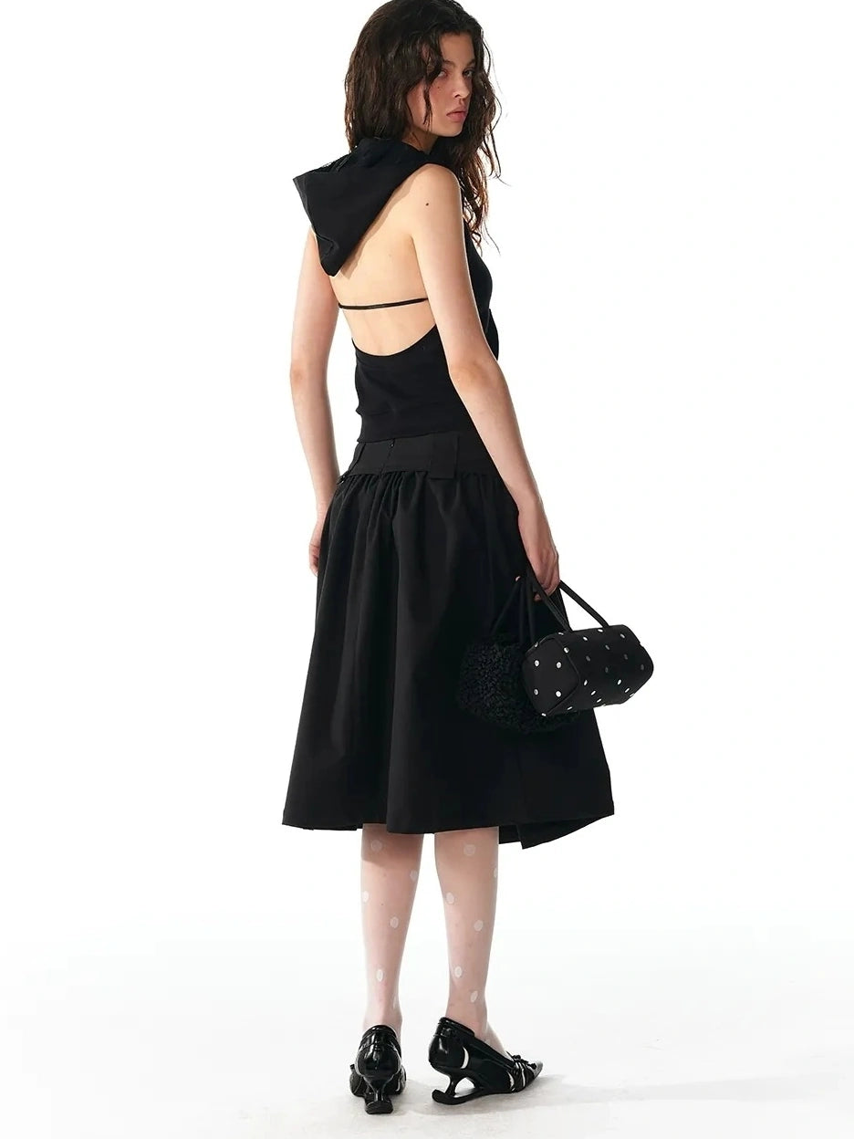 ALINNV STUDIO Double Hooded Backless Crop Top Tank Top/Camisole