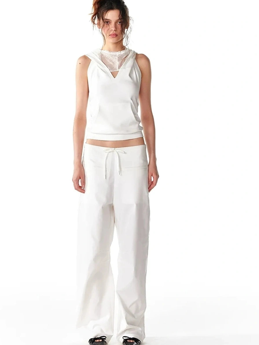 ALINNV STUDIO Double Hooded Backless Crop Top Tank Top/Camisole