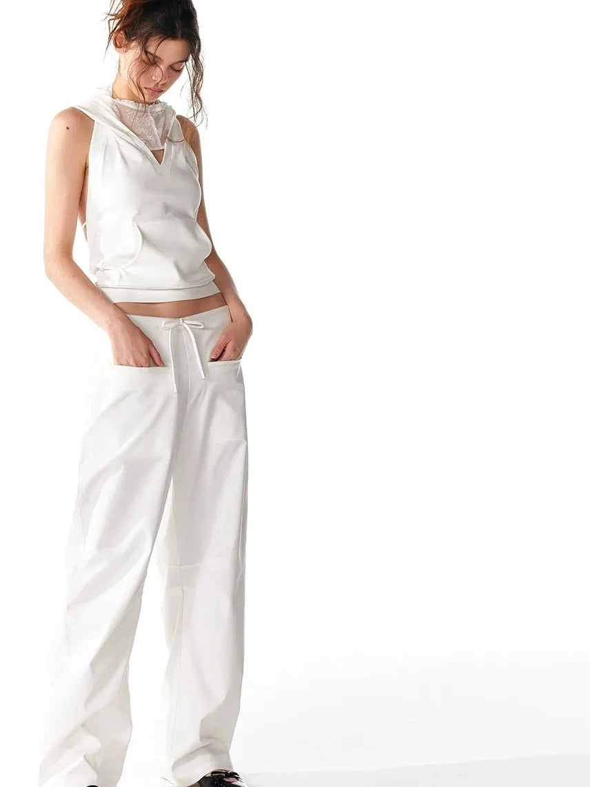 ALINNV STUDIO Double Hooded Backless Crop Top Tank Top/Camisole