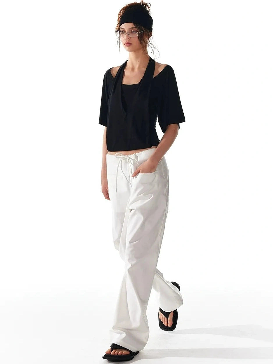 ALINNV STUDIO False Layered Halter Neck T-shirt Tank Top/Camisole