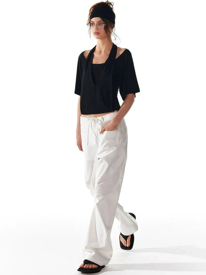 ALINNV STUDIO False Layered Halter Neck T-shirt Tank Top/Camisole