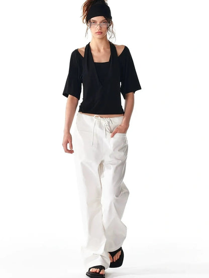 ALINNV STUDIO False Layered Halter Neck T-shirt Tank Top/Camisole