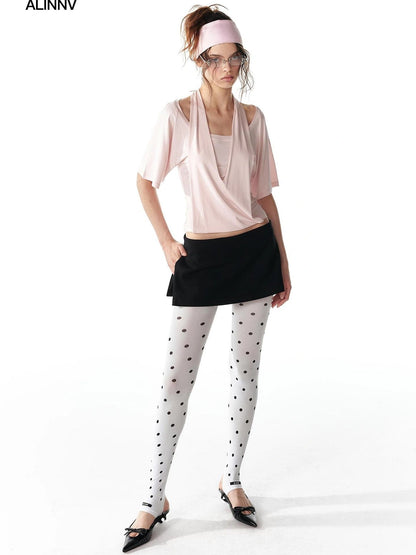 ALINNV STUDIO False Layered Halter Neck T-shirt Tank Top/Camisole