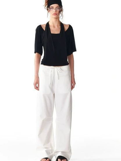 ALINNV STUDIO False Layered Halter Neck T-shirt Tank Top/Camisole