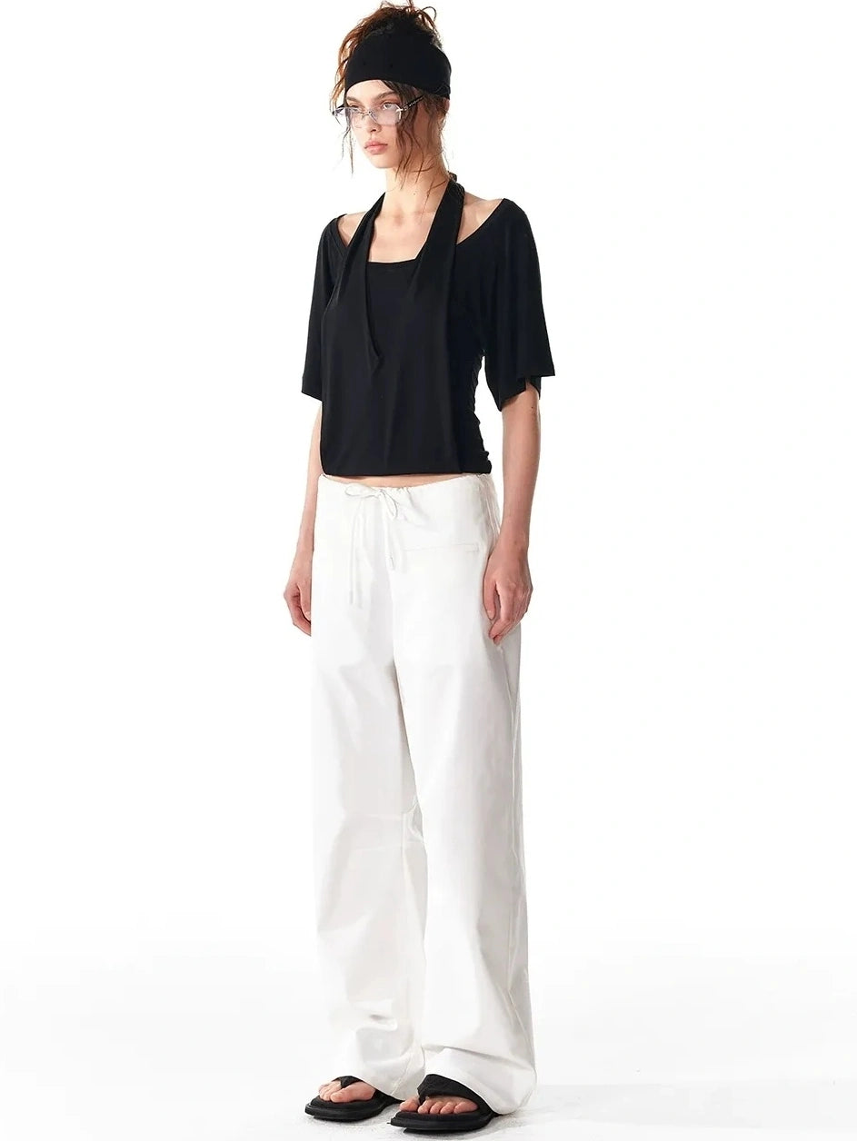 ALINNV STUDIO False Layered Halter Neck T-shirt Tank Top/Camisole