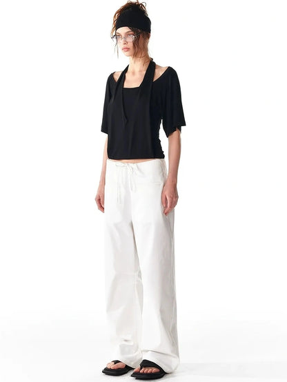 ALINNV STUDIO False Layered Halter Neck T-shirt Tank Top/Camisole