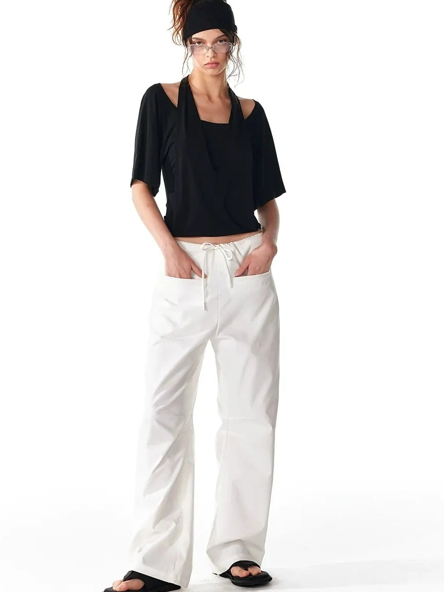 ALINNV STUDIO False Layered Halter Neck T-shirt Tank Top/Camisole