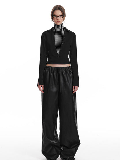 ALINNV STUDIO Fitted Mock Neck Two Layer Top With Split Cuff