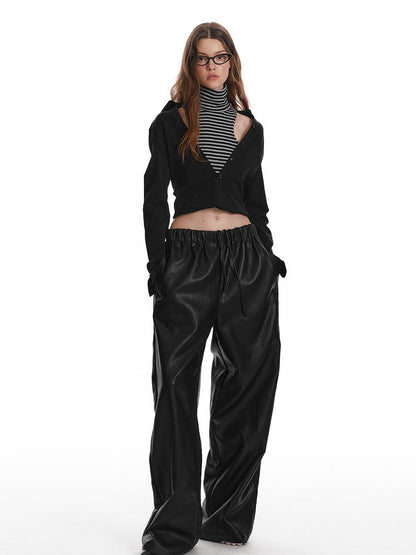 ALINNV STUDIO Fitted Mock Neck Two Layer Top With Split Cuff