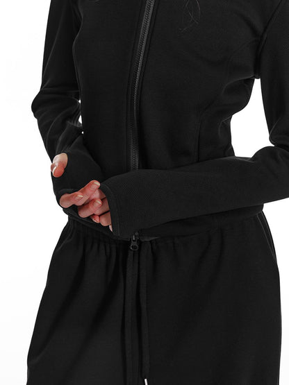 ALINNV STUDIO Fleece Lined Hooded Sweatshirt Wide Leg Pants Set