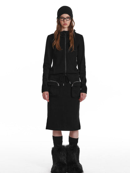 ALINNV STUDIO Fleece Lined Hooded Sweatshirt Wide Leg Pants Set