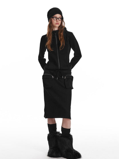 ALINNV STUDIO Fleece Lined Hooded Sweatshirt Wide Leg Pants Set