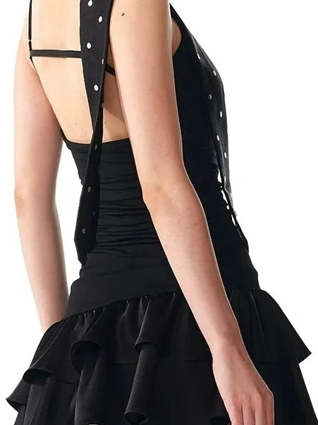 ALINNV STUDIO Flowy Ruffle Hem Knit Slip Dress Dresses