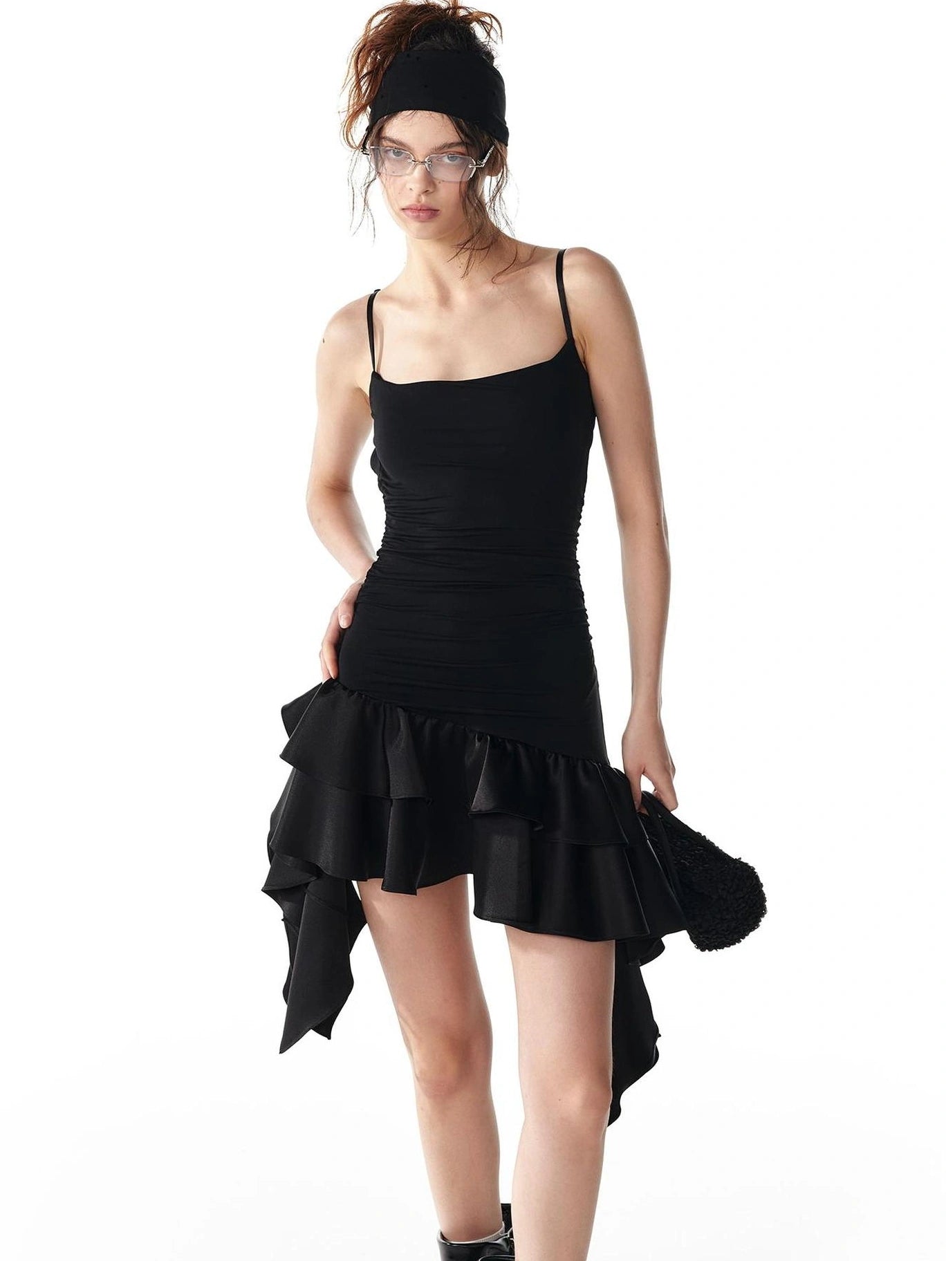 ALINNV STUDIO Flowy Ruffle Hem Knit Slip Dress Dresses