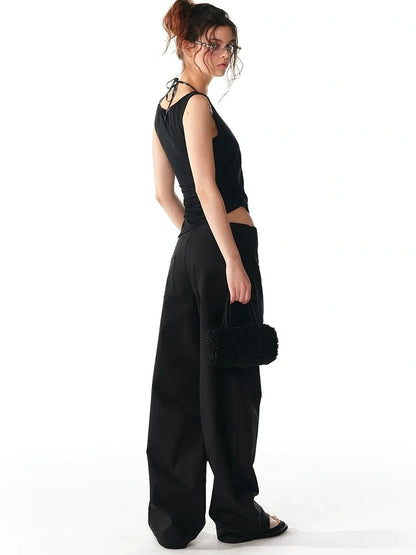 ALINNV STUDIO Grid Paneled Layered Vest With Asymmetrical Hem Tank Top/Camisole