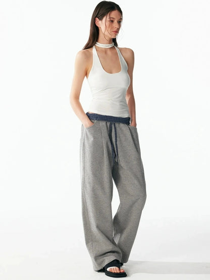 ALINNV STUDIO Hand Knitted U Neck Tie Backless Slim Camisole Tank Top/Camisole