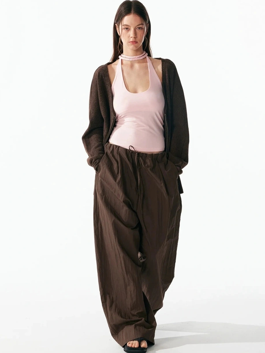 ALINNV STUDIO Hand Knitted U Neck Tie Backless Slim Camisole Tank Top/Camisole