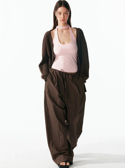 ALINNV STUDIO Hand Knitted U Neck Tie Backless Slim Camisole Tank Top/Camisole