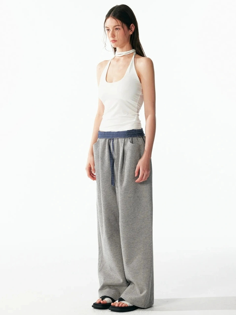 ALINNV STUDIO Hand Knitted U Neck Tie Backless Slim Camisole Tank Top/Camisole