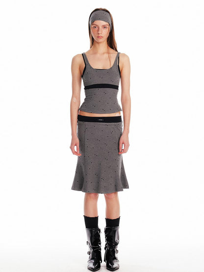 ALINNV STUDIO Knitted Paneled Slip Dress With Fishtail Hem