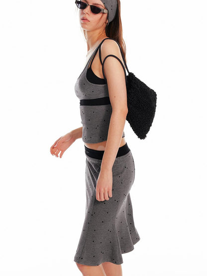 ALINNV STUDIO Knitted Paneled Slip Dress With Fishtail Hem