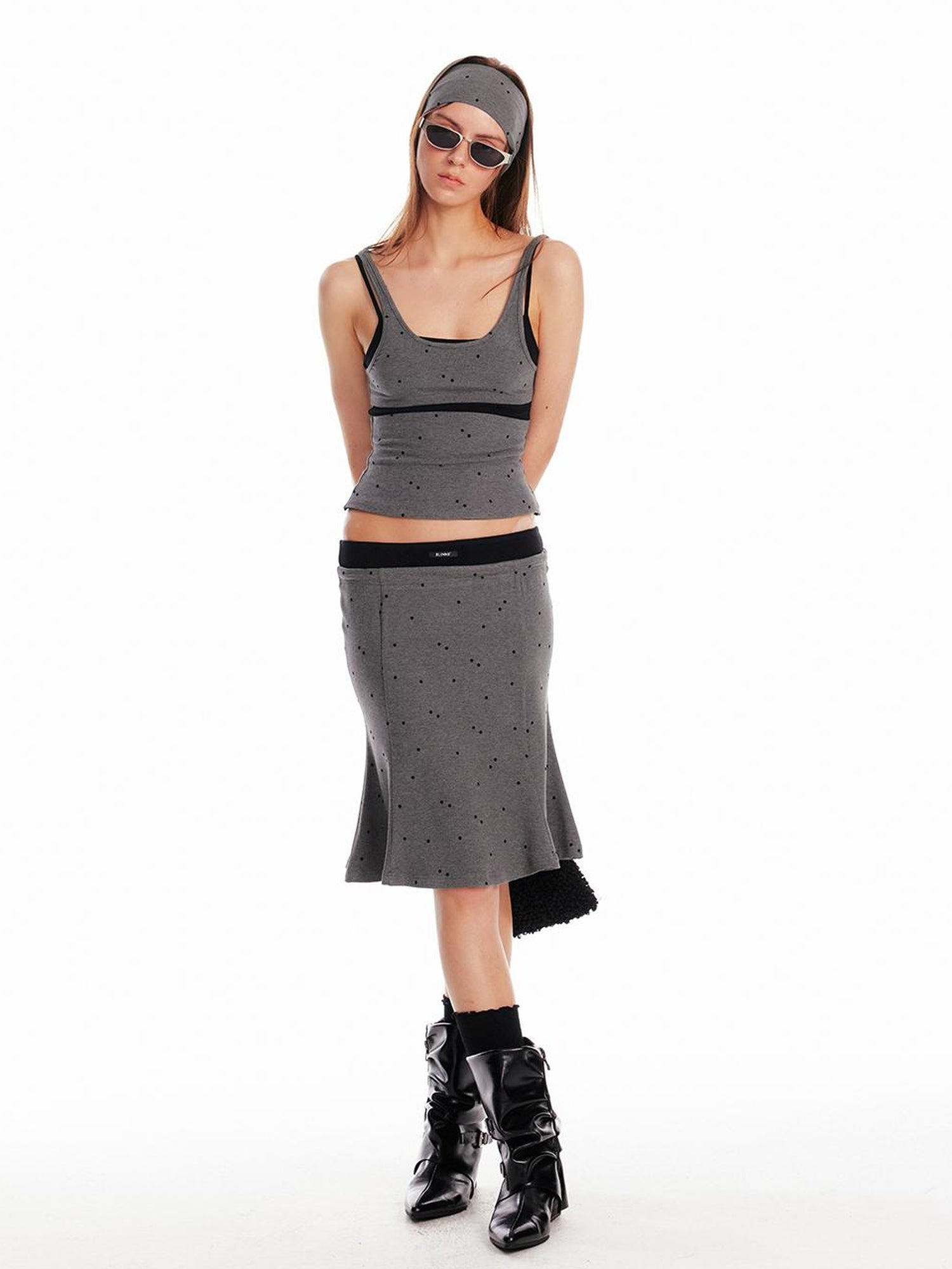ALINNV STUDIO Knitted Paneled Slip Dress With Fishtail Hem
