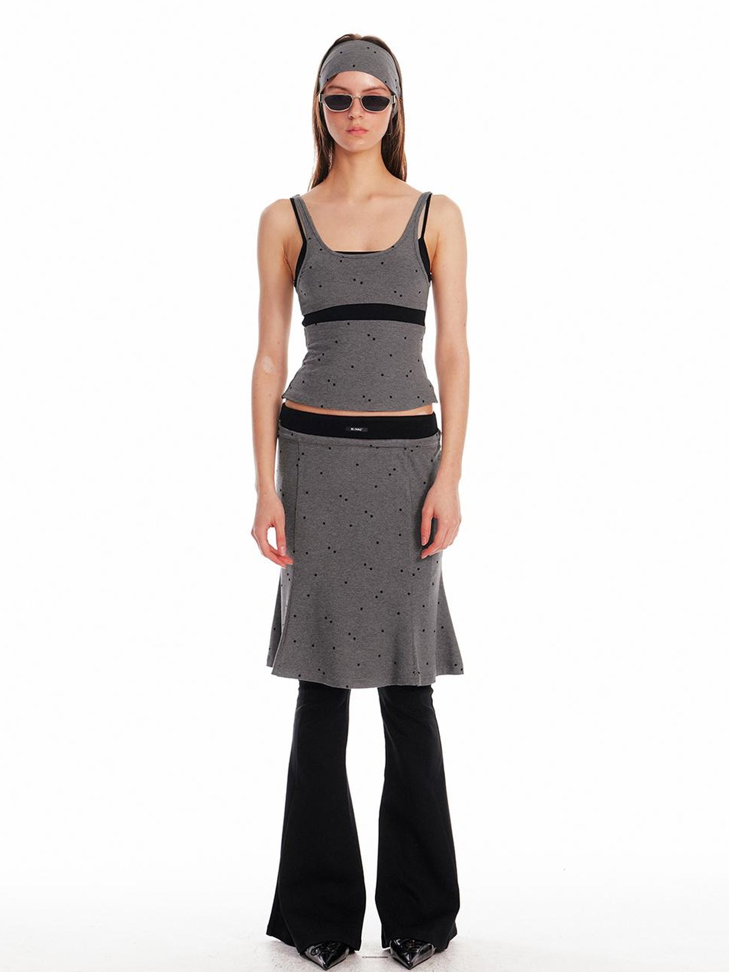 ALINNV STUDIO Knitted Paneled Slip Dress With Fishtail Hem