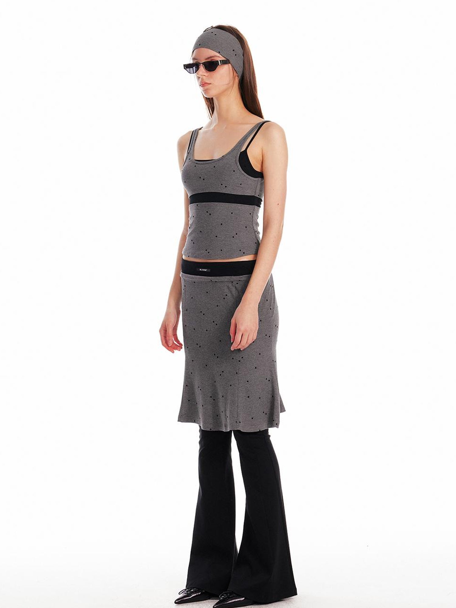ALINNV STUDIO Knitted Paneled Slip Dress With Fishtail Hem