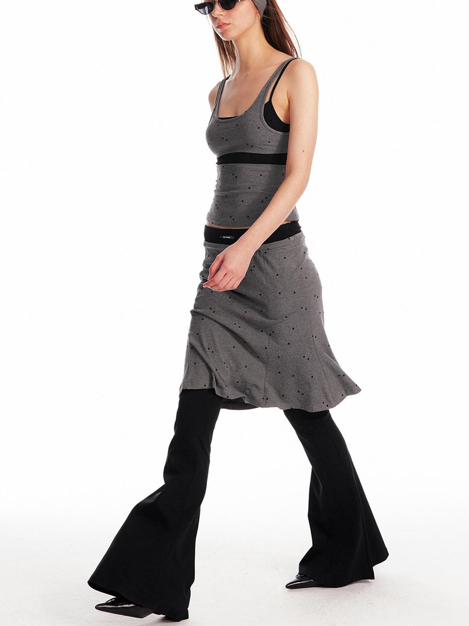 ALINNV STUDIO Knitted Paneled Slip Dress With Fishtail Hem