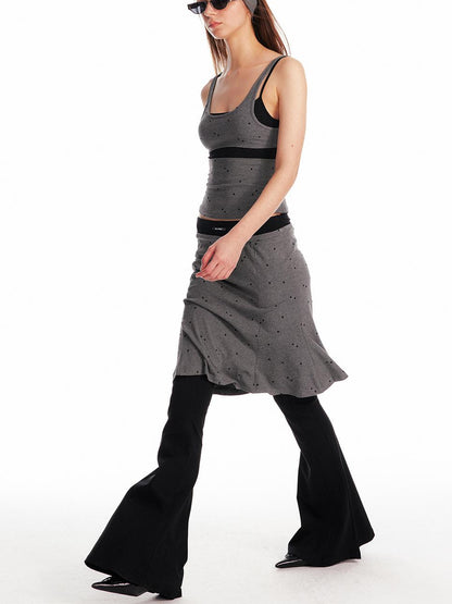ALINNV STUDIO Knitted Paneled Slip Dress With Fishtail Hem