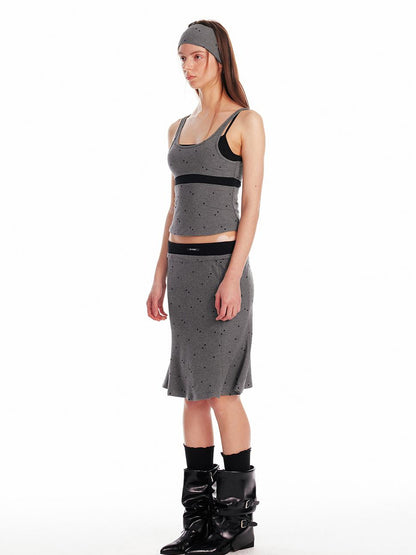 ALINNV STUDIO Knitted Paneled Slip Dress With Fishtail Hem