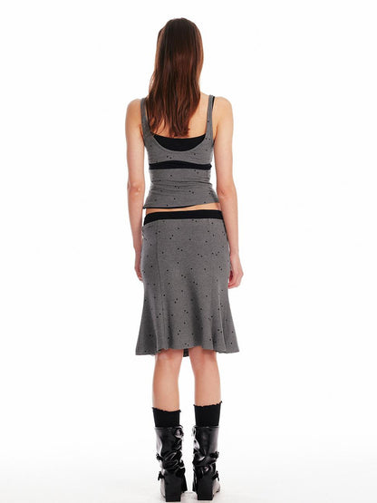 ALINNV STUDIO Knitted Paneled Slip Dress With Fishtail Hem