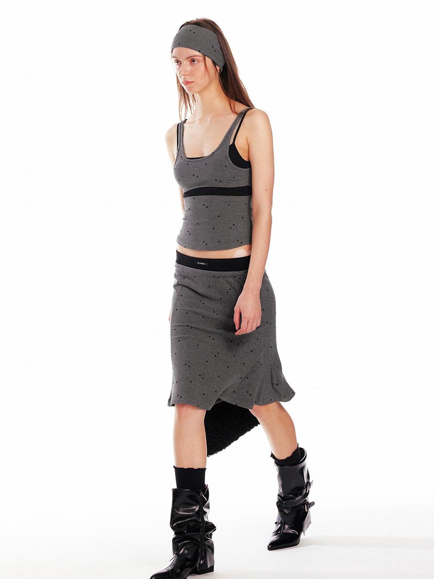 ALINNV STUDIO Knitted Paneled Slip Dress With Fishtail Hem