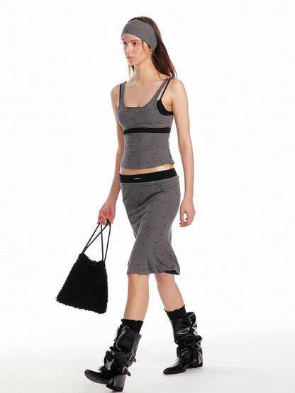 ALINNV STUDIO Knitted Paneled Slip Dress With Fishtail Hem