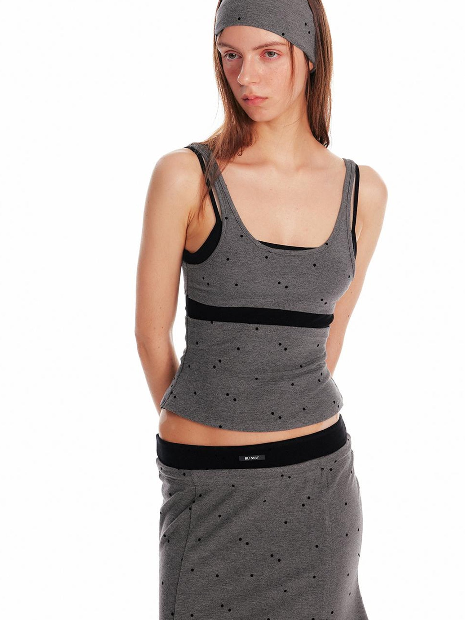 ALINNV STUDIO Knitted Paneled Slip Dress With Fishtail Hem