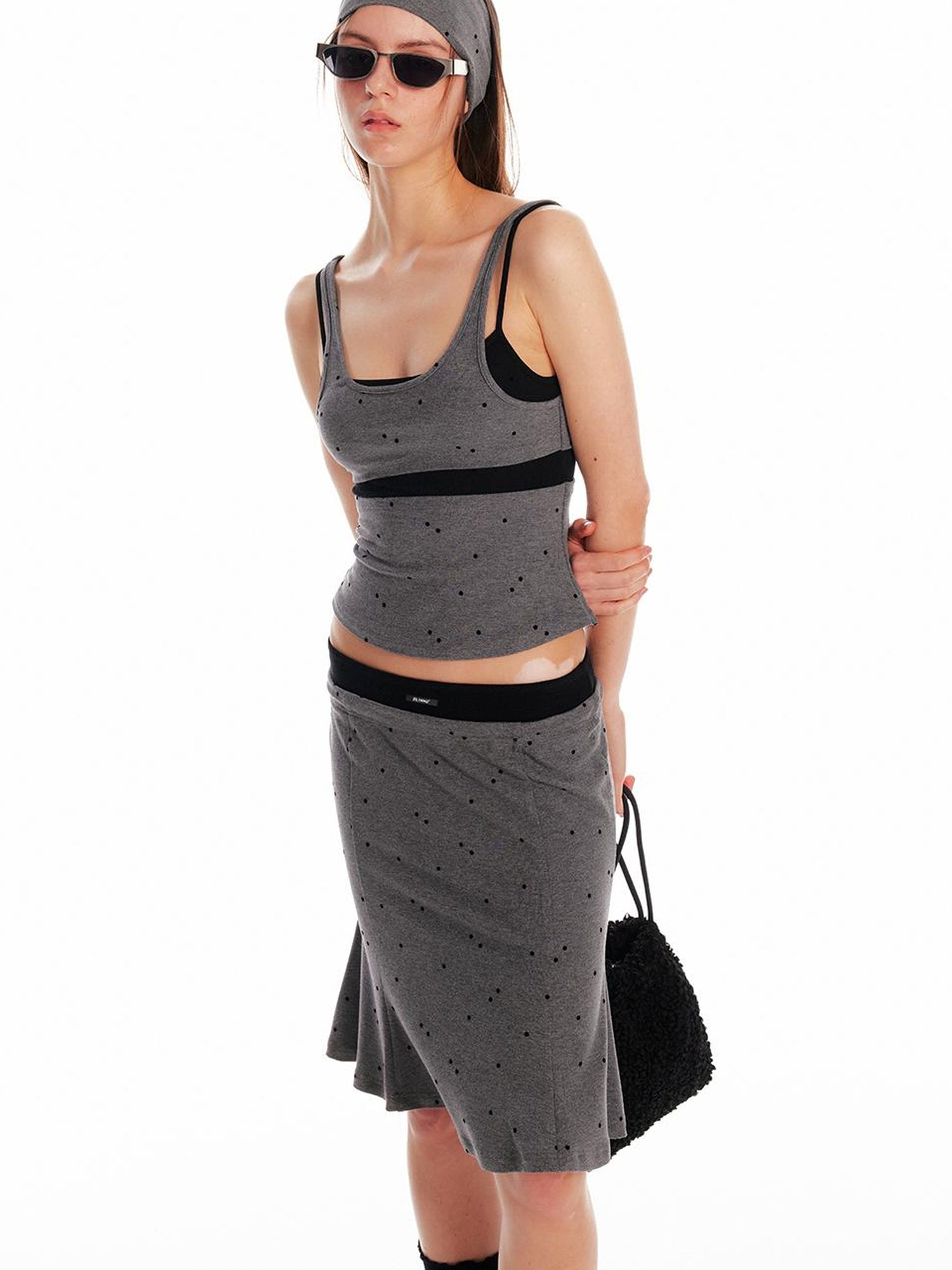 ALINNV STUDIO Knitted Paneled Slip Dress With Fishtail Hem