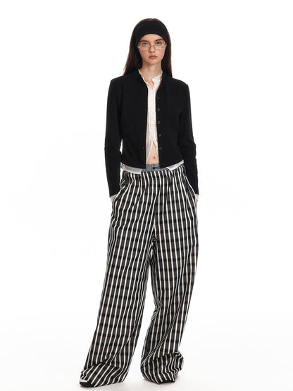 ALINNV STUDIO Lace Paneled Black Knit Long Sleeve Shirt