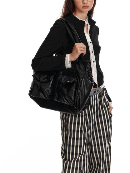 ALINNV STUDIO Lace Paneled Black Knit Long Sleeve Shirt