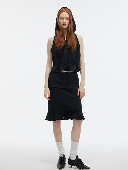 ALINNV STUDIO Lace Waist Fishtail Midi Skirt Two-Way Wear