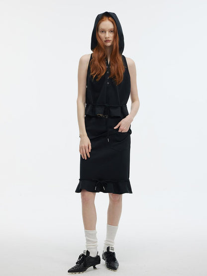 ALINNV STUDIO Lace Waist Fishtail Midi Skirt Two-Way Wear