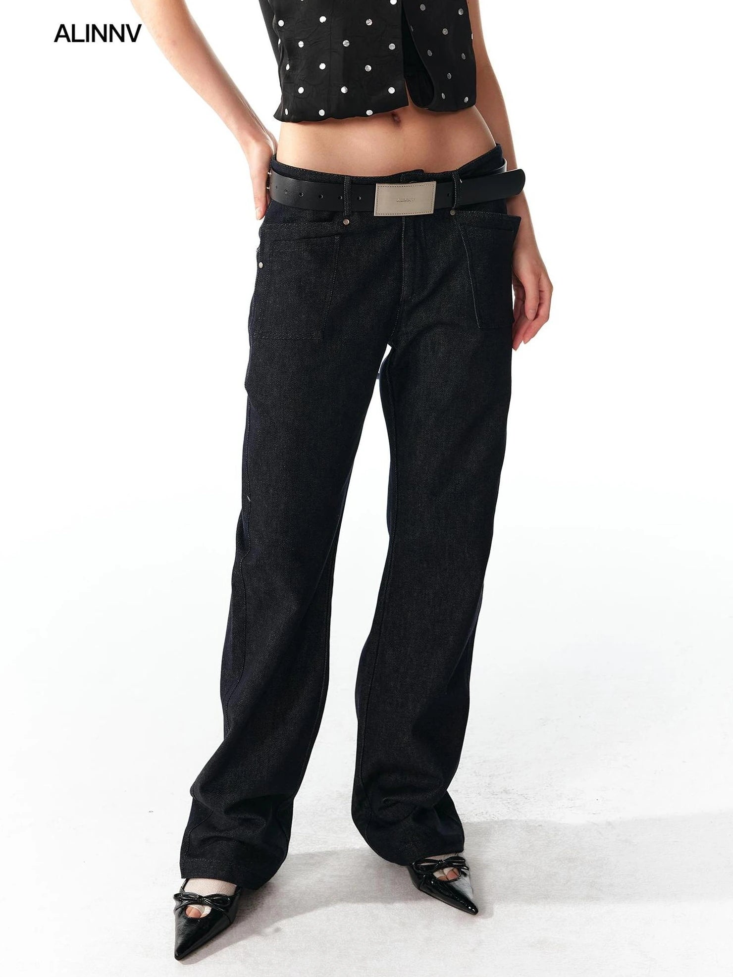 ALINNV STUDIO Low Rise 100% Cotton Jeans For Summer 2025 Casual Wear Jeans