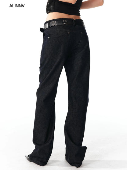 ALINNV STUDIO Low Rise 100% Cotton Jeans For Summer 2025 Casual Wear Jeans