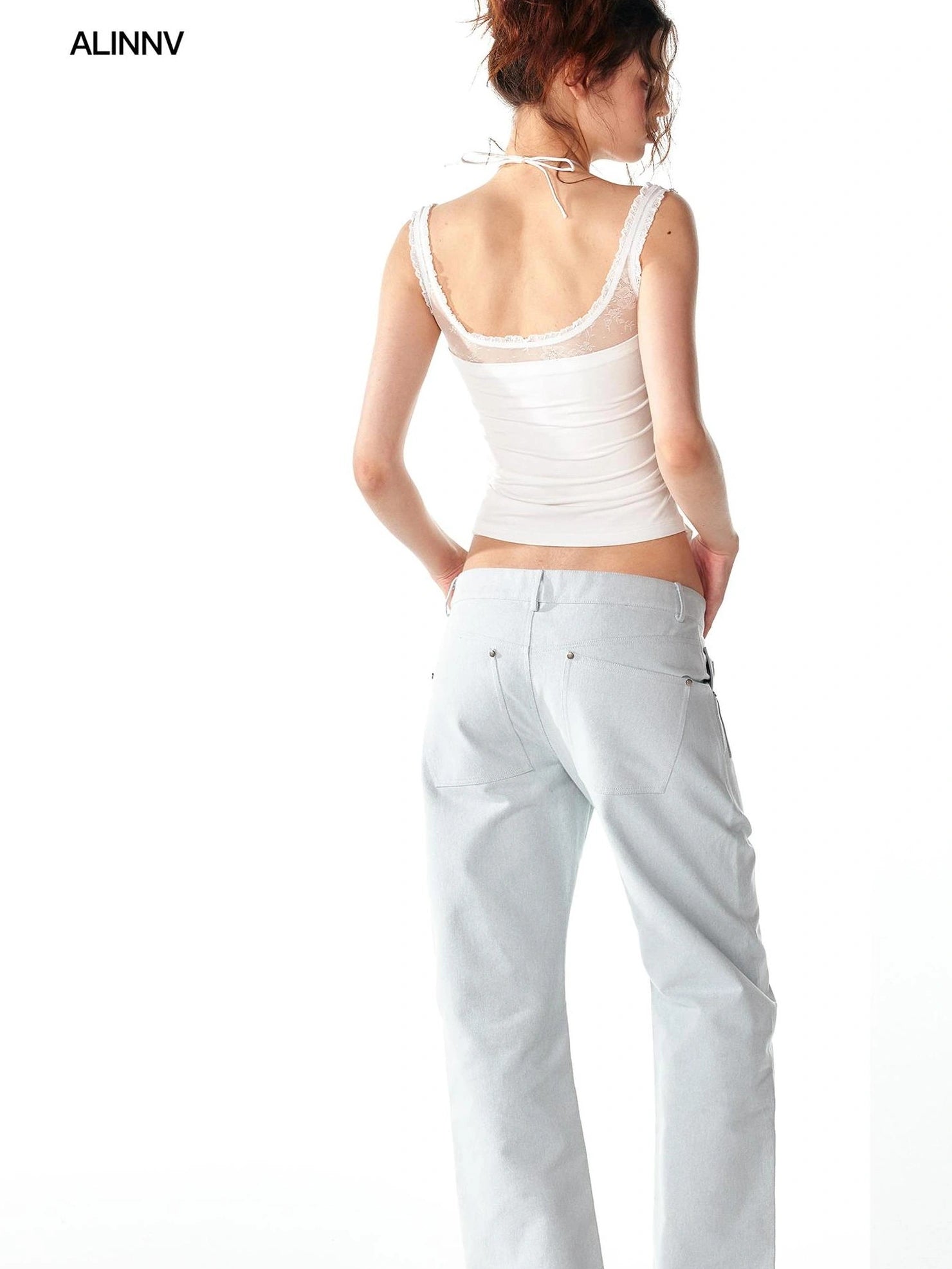 ALINNV STUDIO Low Rise 100% Cotton Jeans For Summer 2025 Casual Wear Jeans