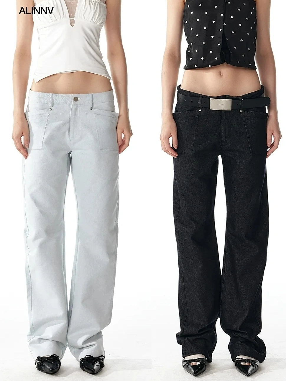 ALINNV STUDIO Low Rise 100% Cotton Jeans For Summer 2025 Casual Wear Jeans